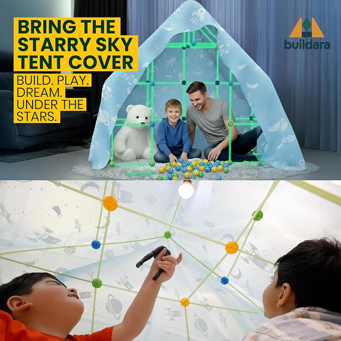 Fort Building Kit for Kids, 132 PCS with Starry Sheet & Light - Image 3