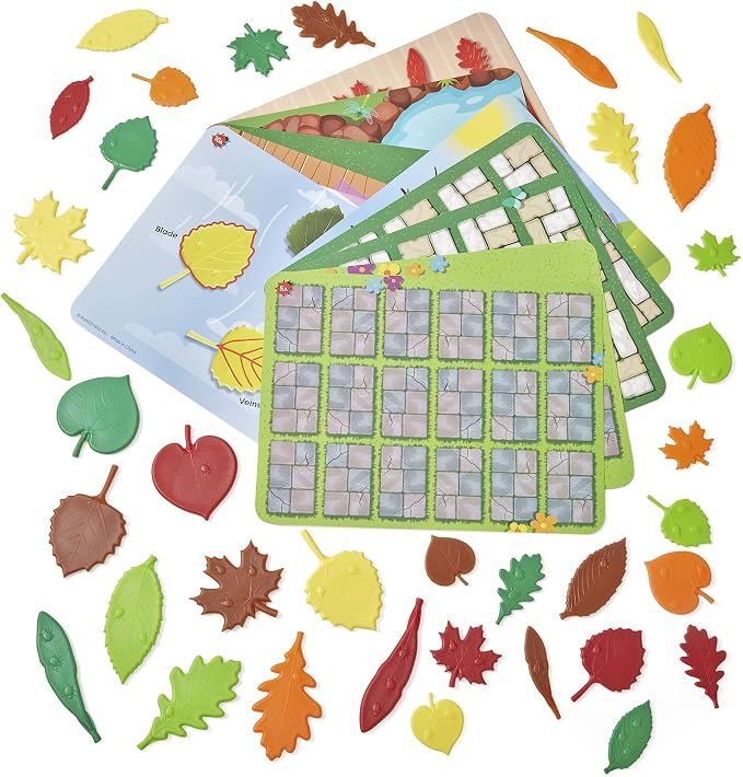 hand2mind Sensory Leaves Math Activity Set, Pattern Play, Shape Puzzle, Pattern Blocks Cards, Math Counters, Sorting Toy, Shapes for Toddlers, Counting Toy, Kindergarten Learning Activities - Image 3