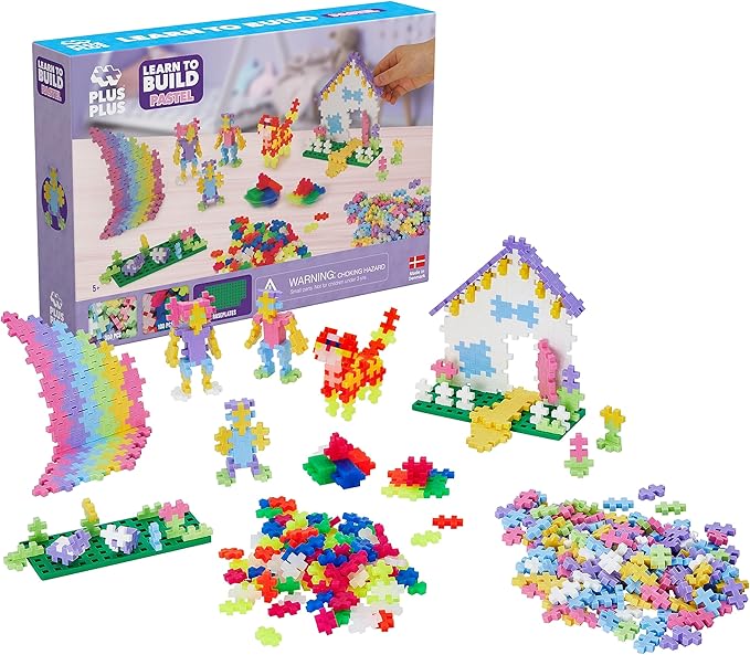 PLUS PLUS Learn to Build, Pastel Mix - 400 Piece Building Block Set by Plus-Plus