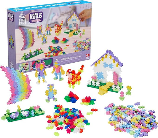PLUS PLUS Learn to Build, Pastel Mix - 400 Piece Building Block Set by Plus-Plus