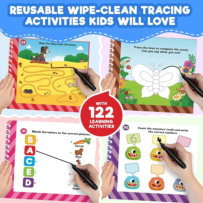 Doctor Jupiter Preschool Tracing Books for Toddlers, 3+ Year Old Kids — Learning Activity Books, Educational Toys, 100+ Wipe Clean Preschool & Kindergarten Activities - Image 3