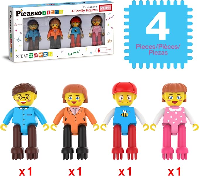 Picasso Toys Hedgehog Blocks 4 Family Action Character Figures Toddler Toy Construction Building Tile Block Expansion Pack Educational Add-on STEM Learning Smart Game Kit Toys Pretend Playset Age 3+ - Image 3