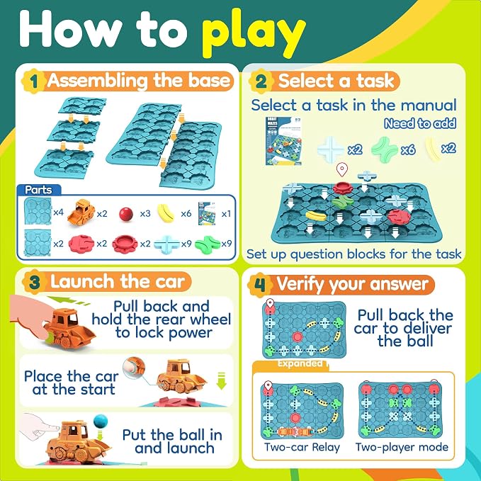 Bonitoto STEM Board Game Logical Road Builder Maze Toy for Kids Ages 3-8 - Image 3