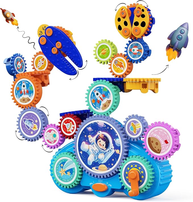KOKODI Gear Building Toys for Kids, Electric & Manual Construction Set for Kids, Engineering Learning Kit for Ages 3-8 Years Old, Birthday Gifts & Preschool Educational Toys for Boys Girls by WhereKidsLearnThroughPlay