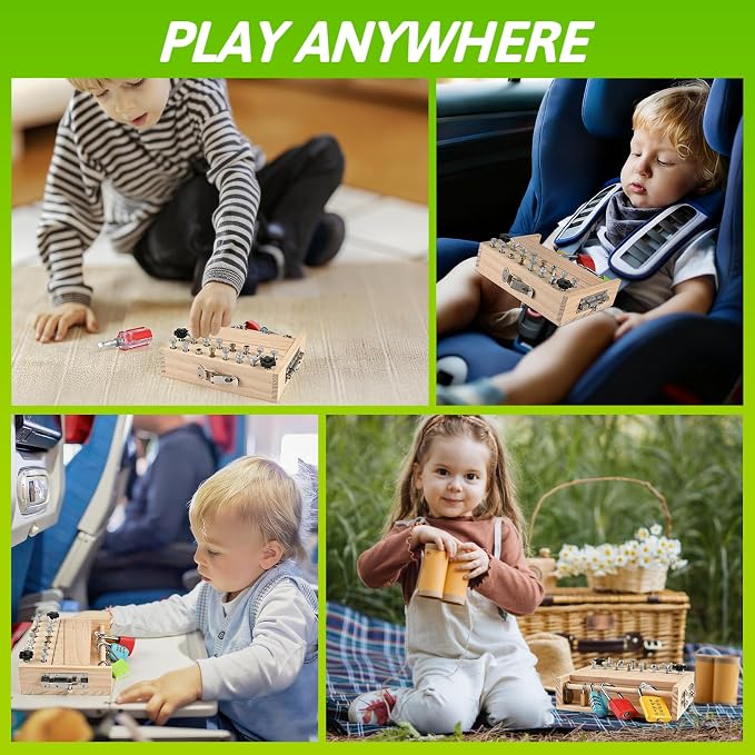 Montessori Screwdriver Board Set, Montessori Toys for 3 4 5 with 6 Locks and Keys, Toddler Screwdriver Toy, Kids Tool Set, Preschool Learning Sensory Toy, Fine Motor Skills Toys - Image 7
