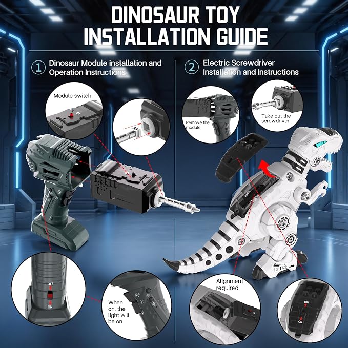 Remote Control & Take Apart Dinosaur Toy for Kids, Electric Walking Robot T-Rex Dino with Sound & Music, Educational STEM Building Toy, Christmas Birthday Gift for Boys Girls Ages 3 4 5 6 7 8+ - Image 9