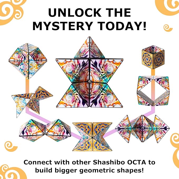 Shashibo Octa Christmas Stocking Stuffers for Kids - Shape Shifting Sensory Fidget Toy – Magnetic STEM Brain Teaser Game Gift with Endless Shape Possibilities – Pairs All Shashibo Cubes (Atlantis)