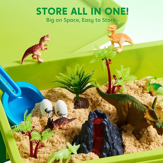 JOVA Klever Kits Dinosaurs Sensory Bin Toys for Kids with Glow in The Dark Dinosaurs, Sandbox with Lid Sand, Preschool Learning Activities Gifts for Boys Girls Age 3+ - Image 6