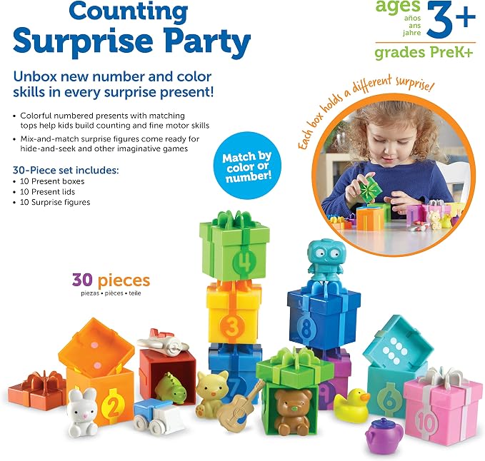Learning Resources Counting Surprise Party - Toddler Montessori Toys, Stacking Preschool Activities, Matching Color Game, Homeschool, Fine Motor Skills, Gifts For Boys And Girls, Manipulatives - Image 6
