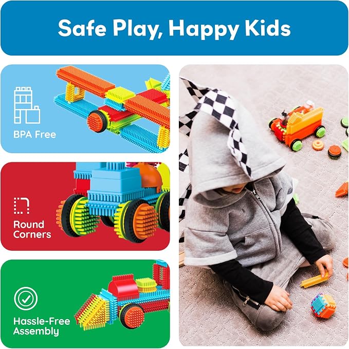 PicassoTiles 120pcs Hedgehog Interlocking Building Blocks Tiles Construction Toy Set Learning Playset STEAM Development Preschool Kindergarten Toy for Kids Age3+ PTB120 - Image 4