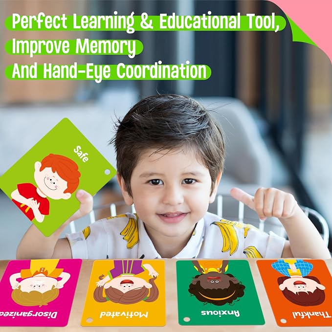 Emotions Flashcards, 50 Different Feelings with Coping Skills-Learn to Identify Various Moods, Cartoon Faces Emotions for Kids with Autism, ADHD -Emotion Flipbook for Therapy, Home Use - Image 5