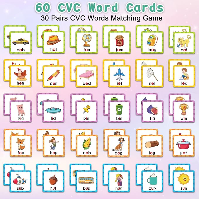 Memory Game, CVC Word Games Kindergarten, Matching Games for Kids 3-5 - Image 2