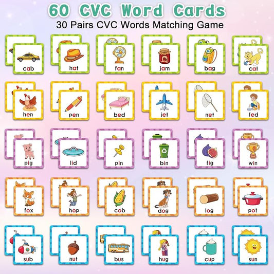 Memory Game, CVC Word Games Kindergarten, Matching Games for Kids 3-5 - Image 2