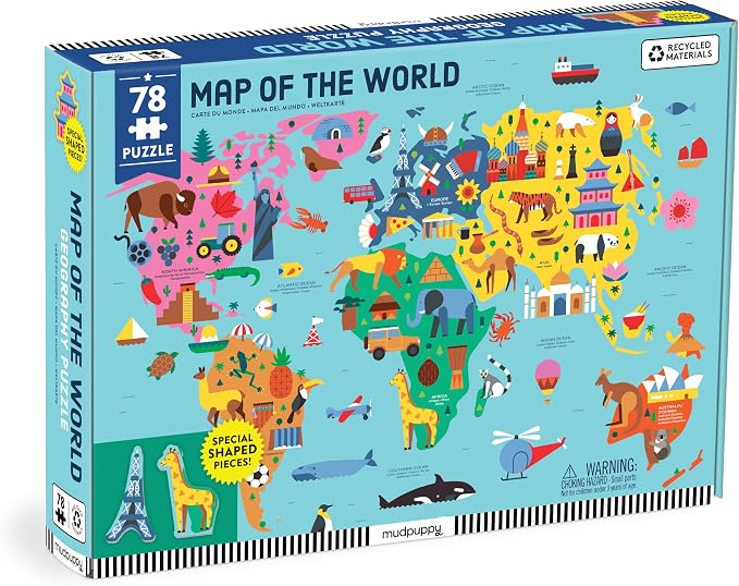 Mudpuppy - Map of the World 78 Piece Geographic Puzzle for Kids by Mudpuppy