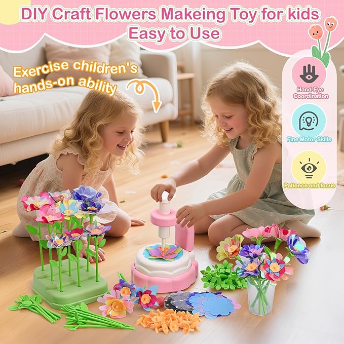 ACGASK Art Kits for Kids Ages 6-9 - Craft Kits for Girls Ages 8-12 & Creative Arts Set and Crafts for Girls Age 6-8- Perfect DIY Fabric Flower Bouquet Craft Toy and Art Gifts for Ages 4-12 Girl