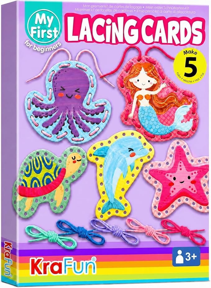 KRAFUN Mermaid Ocean Lacing Cards Age 3+ | 5 Projects by FunCreativeArtsCraftKits
