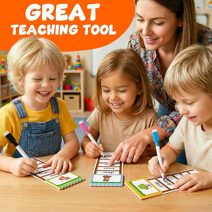 Edulok 30 Word Ladder Flip Books,Phonics Flash Cards,Word Ladders Word Family Build Book,Sight Words Reading Spelling Games Phonics Flip Books for Kids Classroom Homeschool Preschool Learning Activity - Image 6
