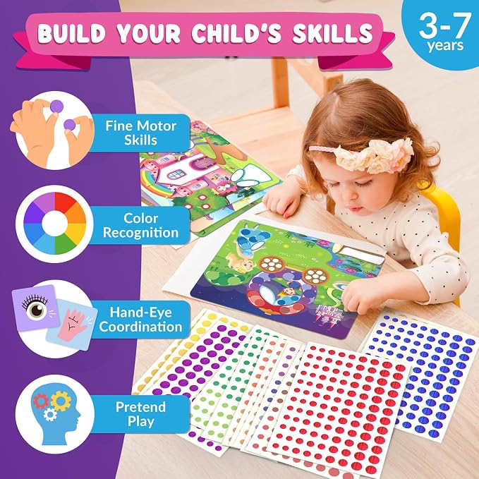 Dot Art Activity - Unicorn & Princess Sticker Kit, Toys for 3 Year Old Girl - Image 6