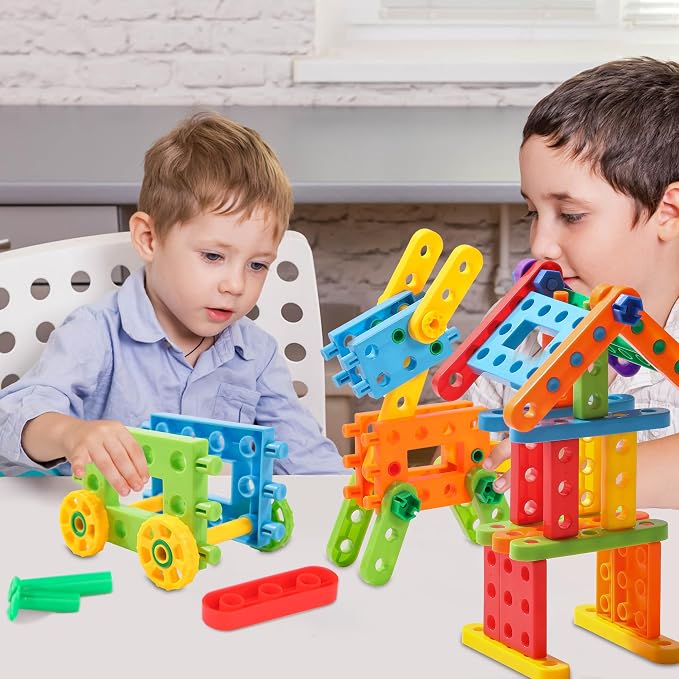 KUTOI Screw Building Blocks - 92 Pcs Kids Games - Sensory Construction Toy - STEM Toy for Preschool Learning Activities ， Perfect Educational Building Toys for Boys and Girls 3 Above - Image 7