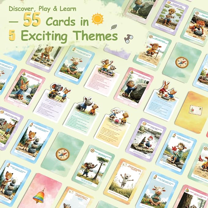 Kids Nature Scavenger Hunt – Outdoor Game for Kids | Laminated Waterproof, Wipe-Clean | 55 Cards, 5 Themes, Spinner & Stickers, Soft-Touch | Ages 3–12 Stocking Stuffers - Image 4