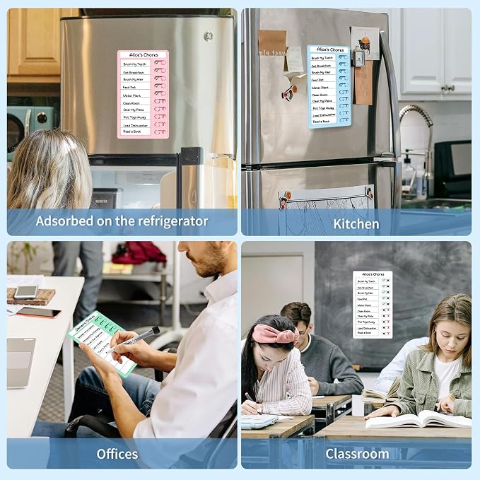 4 Pcs Chore Chart for Kids Multiple Kids Dry Erase Board for Fridge, Magnetic Visual Schedule, My Chores Slider Chart Plastic to Do List ADHD Tools, Sliding Routine Chart, Daily Checklist - Image 5