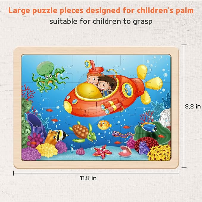 SYNARRY Large Animal Wooden Puzzles for Kids Ages 4-6, 4-in-1 Gift Set - Image 5