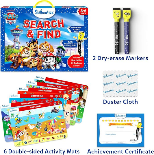 Skillmatics Search and Find PAW Patrol Educational Game - Reusable Preschool Learning Activities, Perfect for Toddlers & Kids Who Love Toys, Art & Crafts, Gifts for Boys & Girls Ages 3, 4, 5, 6