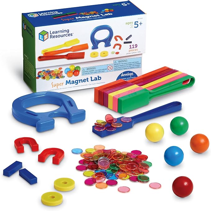 Learning Resources Super Magnet Lab Kit - 119 Pieces, Ages 5+, STEM ,Toys for Kindergartner, Science Learning Activities for Kids,Back to School Supplies,Teacher Supplies by LearningResources