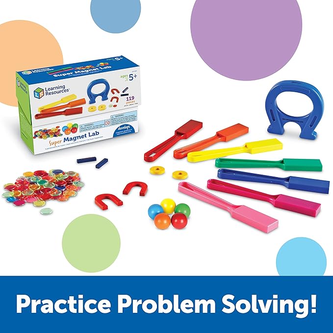 Learning Resources Super Magnet Lab Kit - 119 Pieces, Ages 5+, STEM ,Toys for Kindergartner, Science Learning Activities for Kids,Back to School Supplies,Teacher Supplies - Image 3