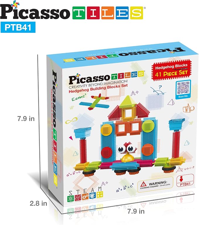 PicassoTiles Toys 41 piece Hedgehog Block Building Blocks Construction Toy Set w/IdeaBook Learning Playset None Magnetic STEM STEAM Educational Kit Child Brain Development Preschool Kindergarten PTB41 - Image 7