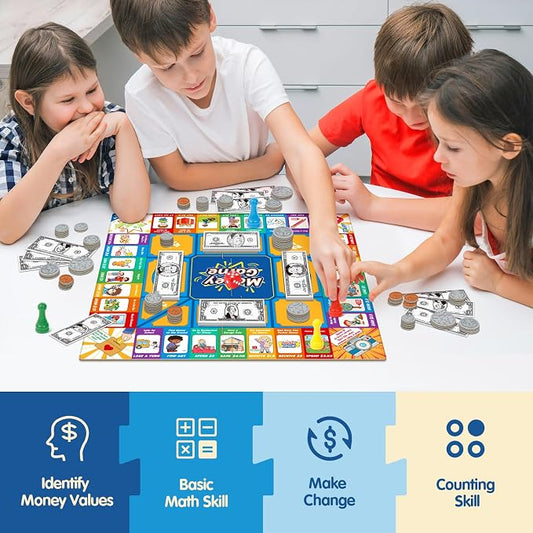 Torlam Money Board Games for Kids, Coins and Bills Toddler Pretend Play Toys, Money for Kids Learning Education Kindergarten Math Games Math Manipulatives, Homeschool Supplies Classroom Must Haves - Image 2