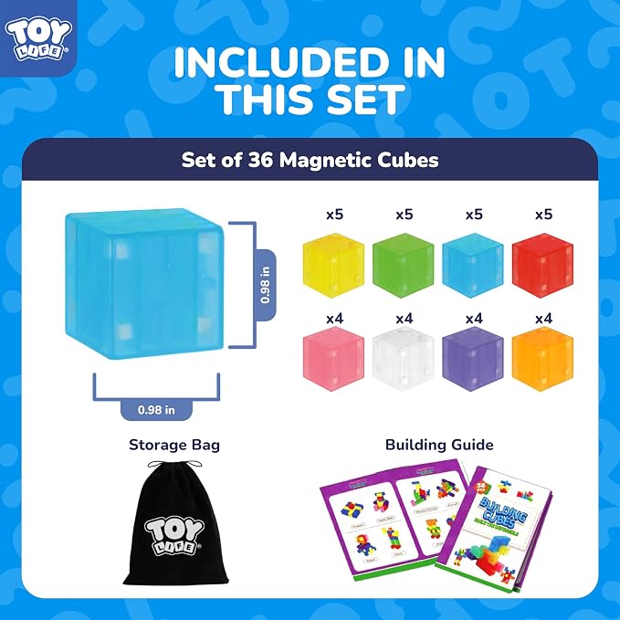 TOY Life Translucent Magnetic Blocks, 36-Piece STEM Set, Ages 3-8 - Image 3