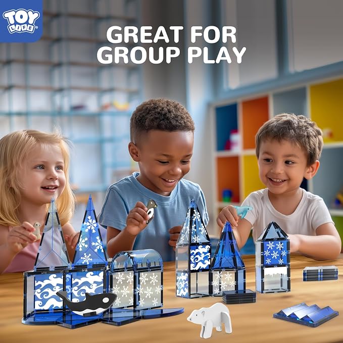 TOY Life Arctic Animal Magnetic Tiles, 56-Piece STEM Set, Ages 3-8 - Image 3