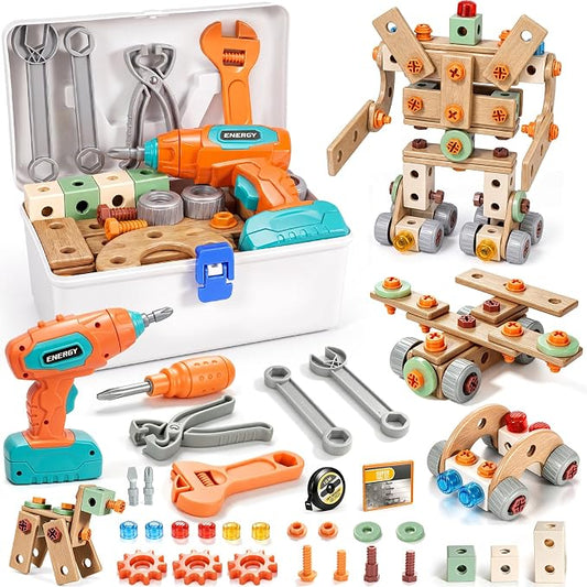 Kids Tool Set with Drill & Toolbox, 160PCS STEM Construction Building Toys by BaobravaDirect
