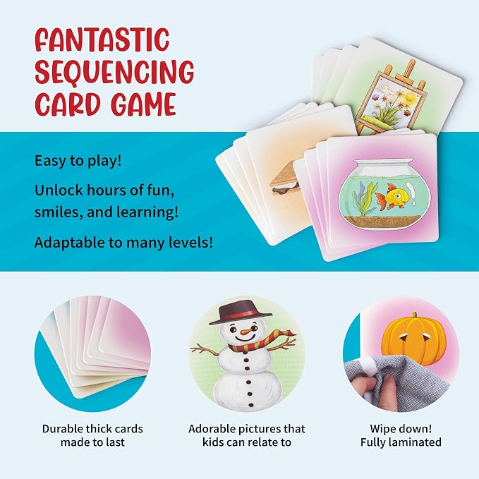 SPARK INNOVATIONS Sequence Board Game, Sequencing Card Game, Homeschool Supplies, Sequence Cards for Kids Picture Cards, Preschool Must Have, Educational Board Games - Image 6
