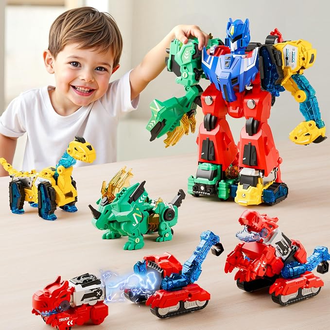 iPlay, iLearn Kids Dinosaur Transform Robot Toy Magnetic Transforming Truck by iPlayiLearnLLC