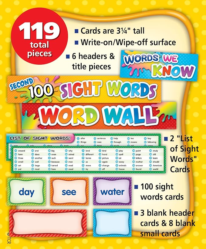 Teacher Created Resources Second 100 Sight Words Pocket Chart Cards (TCR20846) - Image 3