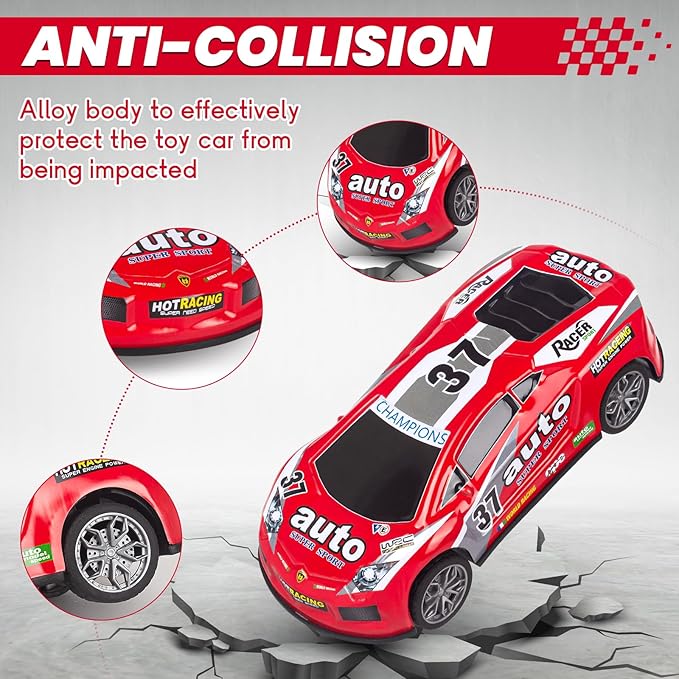 7 Inch Race Toy Cars for Toddler Boys Girls Friction Powered Push and Go Trucks Car Toys for Kids Ages 3 4 5 6 Year Old Birthday Gifts Christmas Stocking Stuffers