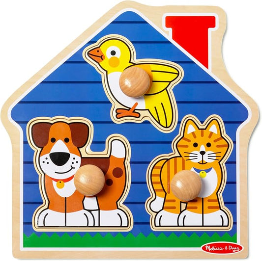 Melissa & Doug Pet Animals Jumbo Knob Puzzle, Wooden Peg Puzzle for Toddlers, Educational Toy for Shape Recognition and Fine Motor Skills, Ages 1+ by Unknown