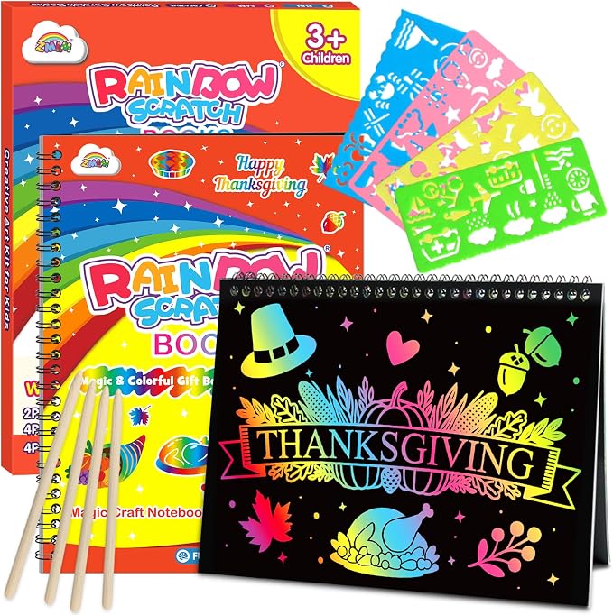 ZMLM Scratch Paper Art-Crafts Gift: 2 Pack Rainbow Notebooks Supplies Toys by ZMLM