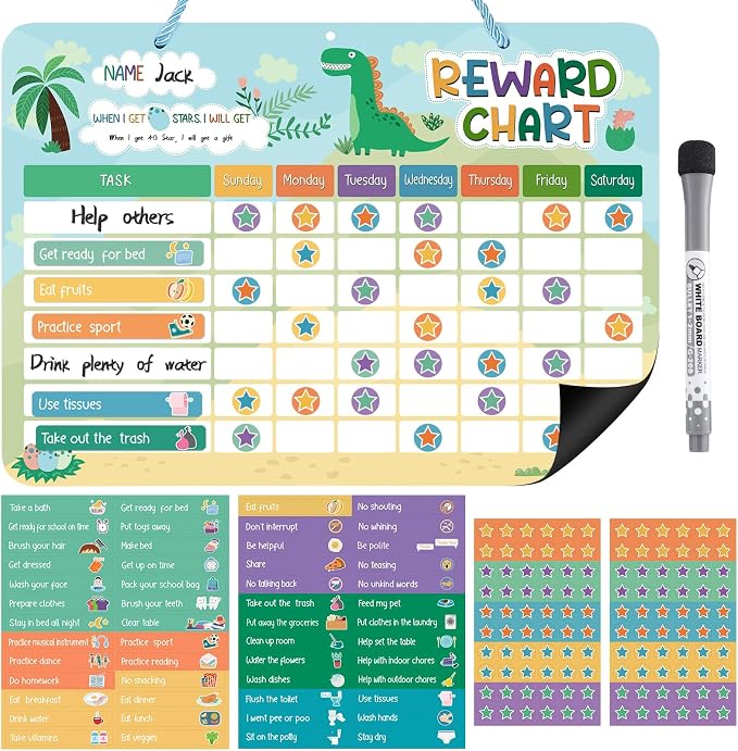 Thboxes 52 Chore Reward Chart for Kids, Dinosaur Magnetic Behaviour Board by Thboxes