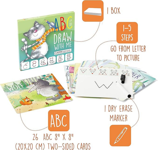Drawing with Alphabet and Numbers Learning Activity - Perfect for Kids Who Love Toys, Art and Craft, for Girls and Boys Ages 3, 4, 5, 6