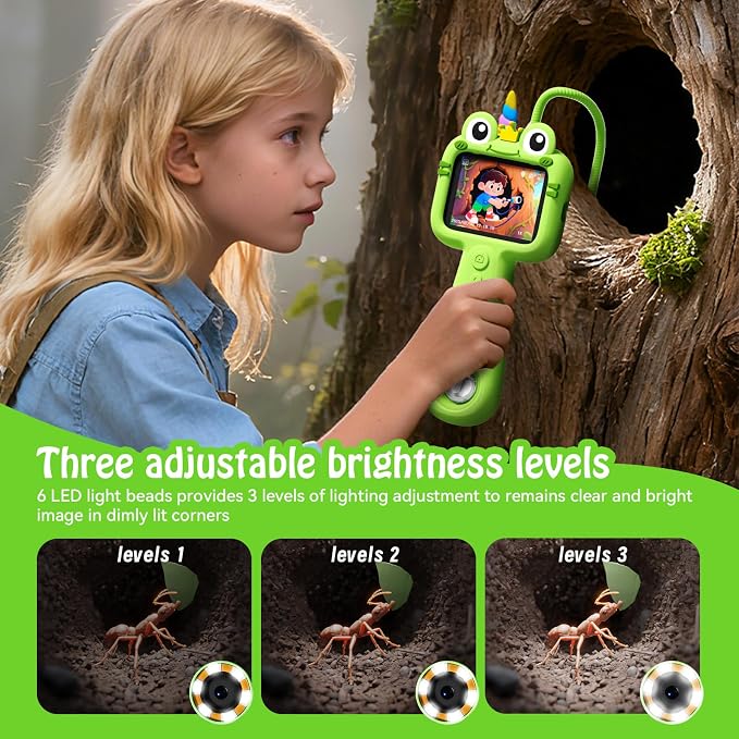 Kids Borescope with Light Borescope Camera for Kids Rechargeable STEM Science Educational Outdoor Toy with 32GB Card Nature Outside Exploration Birthday Gift for Boys Girls Ages 4,5,6,7,8,9,10,11,12 - Image 3