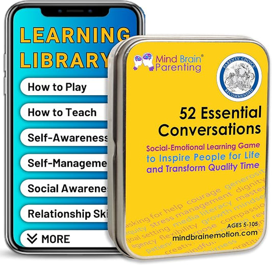 Mind Brain Emotion 52 Essential Conversations for Home, Therapy, Speech, School Classroom - Conversation Cards for Kids, Family, Teacher & Counselor to Build Growth Mindset & Communication Skills by MindBrainEmotion