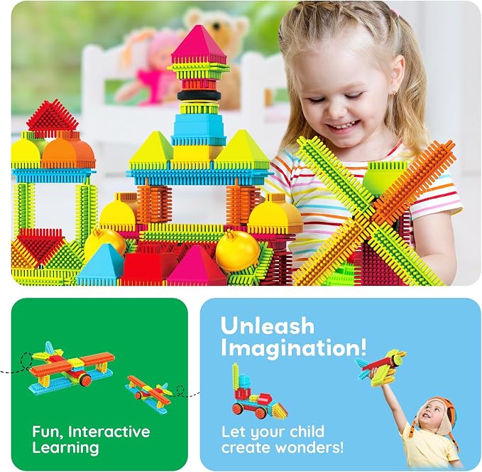 PicassoTiles 120pcs Hedgehog Interlocking Building Blocks Tiles Construction Toy Set Learning Playset STEAM Development Preschool Kindergarten Toy for Kids Age3+ PTB120 - Image 3