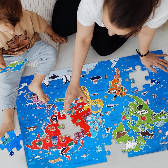 Jumbo Floor Puzzle for Kids,48-Piece World Map Jigsaw Puzzle Ages 3-8 - Image 6