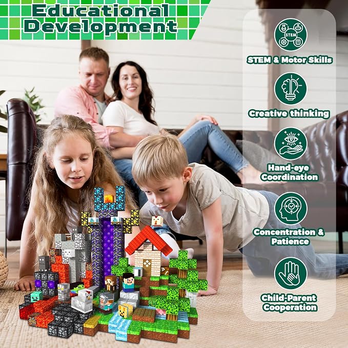 Magnetic Blocks - 500 PCS Magnetic Building Blocks Cubes, Magnet Toys for Kids Age 3+, Toy Building Set for Kids, Magnets Stacking Construction Easter Birthday Gifts for Boys Girls Age 4-8, 8-12 - Image 7