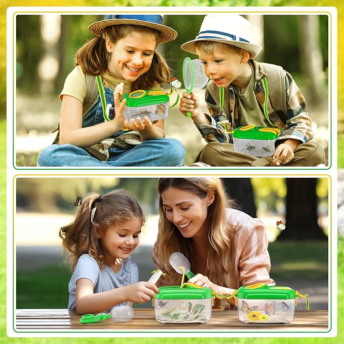 2 Sets Bug Catcher for Kids, Bug Catching Kit Gifts with Butterfly Net Toys - Image 4