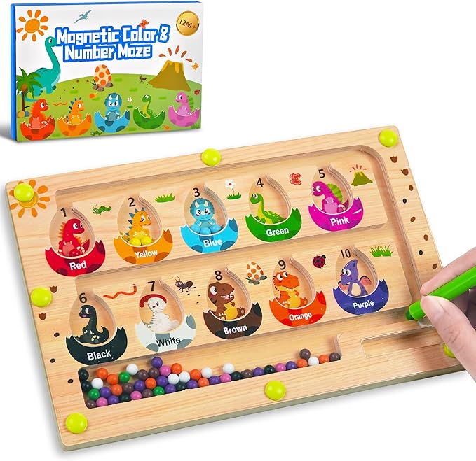 Busy Board Travel toys for Toddlers Kids, Montessori Toys Magnetic Color and Number Maze Puzzle, Dinosaur Learning Education Toys for Fine Motor Skills,Airplane Car Travel Activities Essential (Small) by Unknown