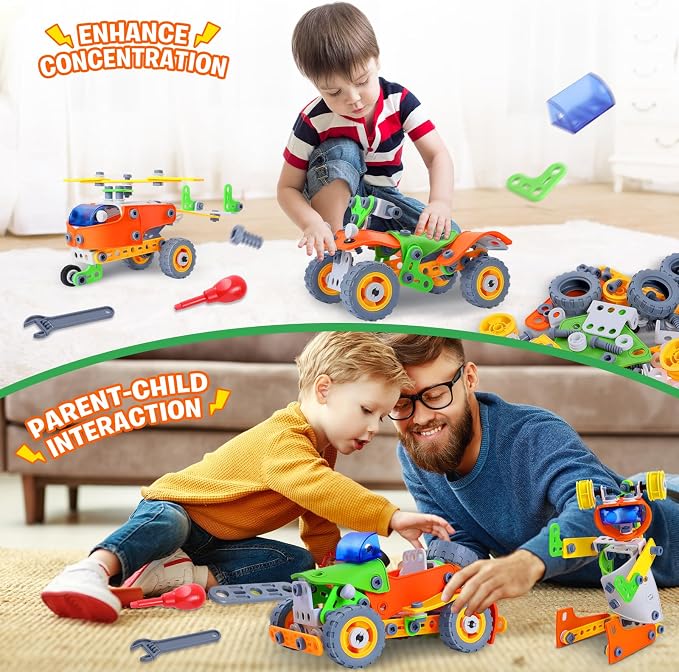 164 PCS Building Toys for Kids Ages 4-8 8-12, Educational STEM Activities, Erector Set Building Blocks, Construction Creative Games for Boys and Girls - Image 6